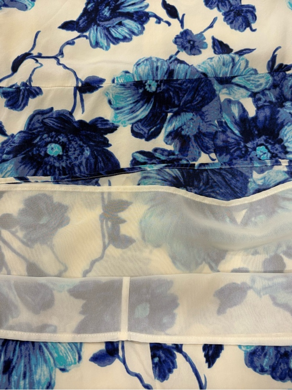 Tory Burch White Dress with Blue Floral Print - Long Sleeve - Picture 4 of 4